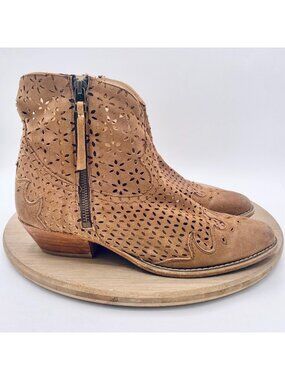 Baske Cowboy Boots Womens 8 Tan Suede Ankle Zip Boho Western